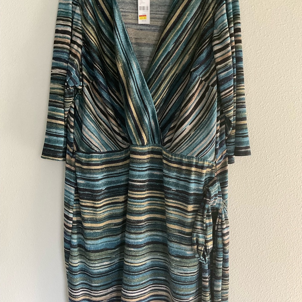 Surplice sparkle hacci midi dress